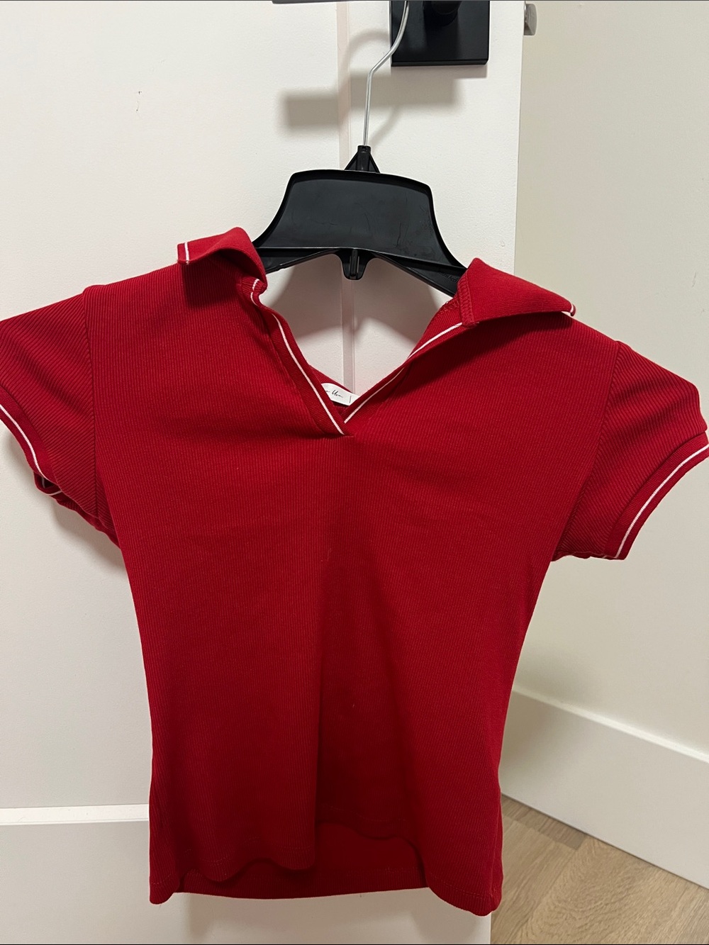 Active USA Red Short-Sleeve Polo Top with White Trim